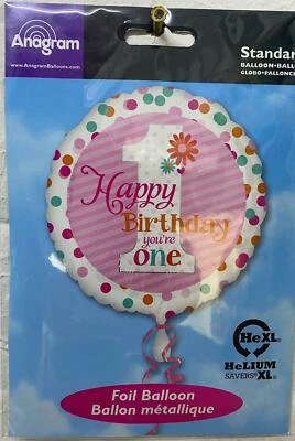 Joyeux Anniversaire You ` Re un Rose 43.2cm Hx Ballon Plat Anagram 28717 Amscan - Photo 1/3