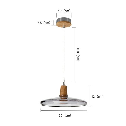 Glass Pendant Light Kitchen Bar Lamp Ceiling Chandelier Lighting GU10 Smoke 32CM - Picture 8 of 8