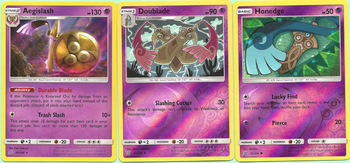 AEGISLASH (Holo)+DOUBLADE (RH)+HONEDGE (RH) -3 Pokemon Cards AEGISLASH (Holo)+DOUBLADE (RH)+HONEDGE (RH) -3 Pokemon Cards