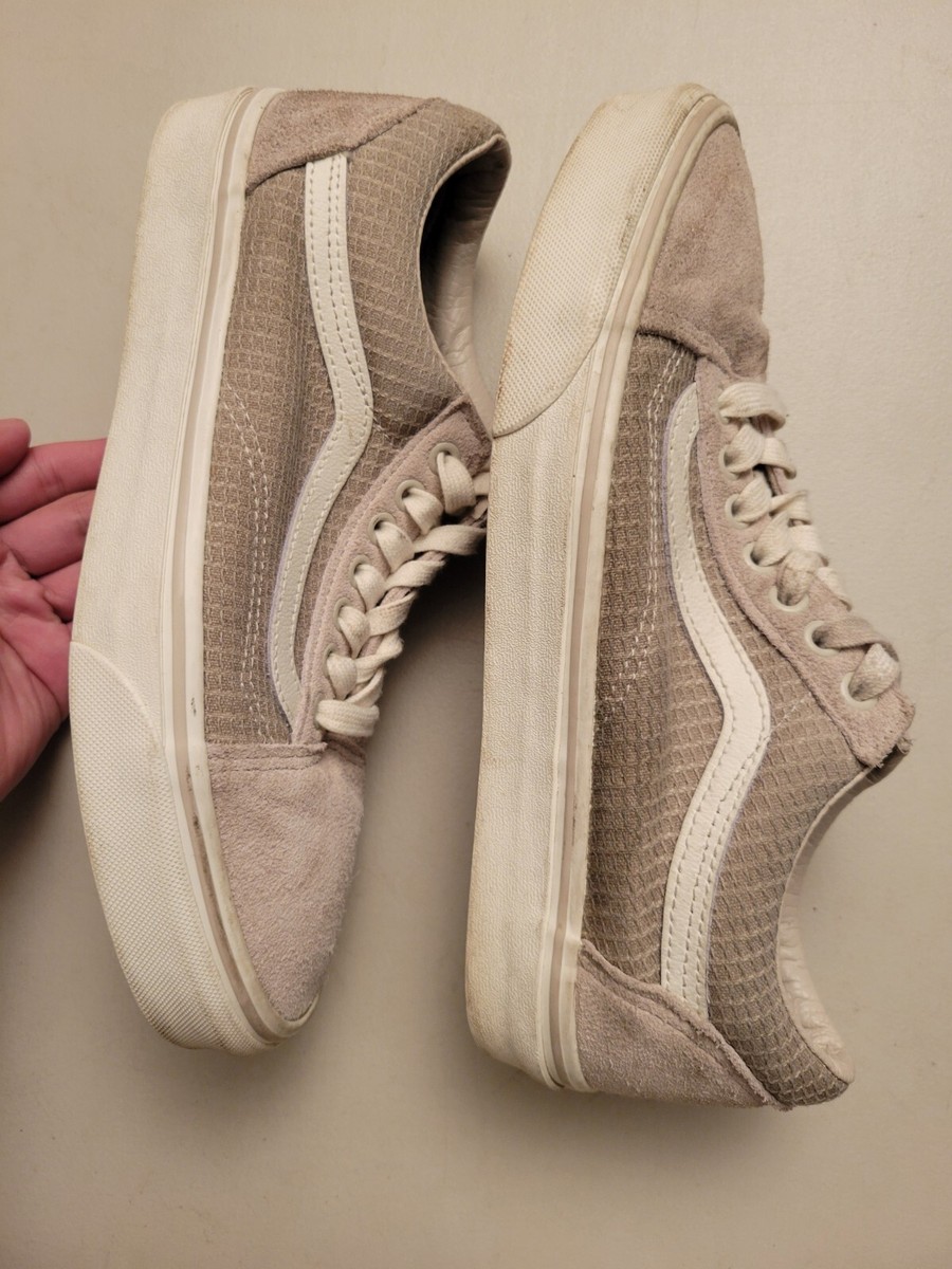 Old Skool Vans Leather Slip On Shoes Beige Vans Skate Vans Slip On