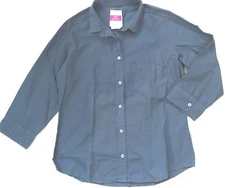 Fresh Produce xsmall deep dive blue cotton 3/4 sleeve oxford shirt $59 nwt xs