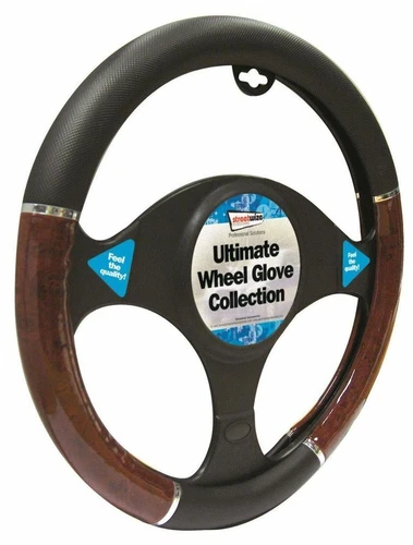 Volvo C30 Black & Walnut Steering Wheel Cover Glove 37cm