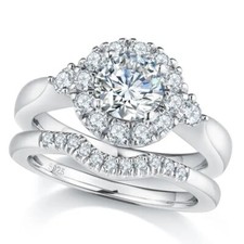 Round 1ct Lab Created Engagement Ring 18K Gold D Colour Diamond Test Pass US:7