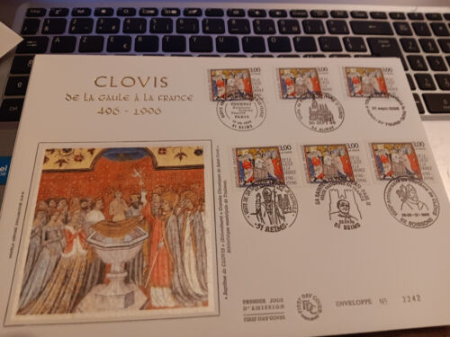 Enveloppe grand format 1er jour Soie 1996 Histoire de France Clovis - Afbeelding 1 van 1