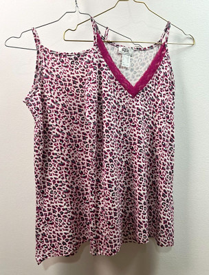2 Damen Top Spaghettiträger Leo mit Spitze weiß, pink, grau 36/38 S/M b.p.c. Neu