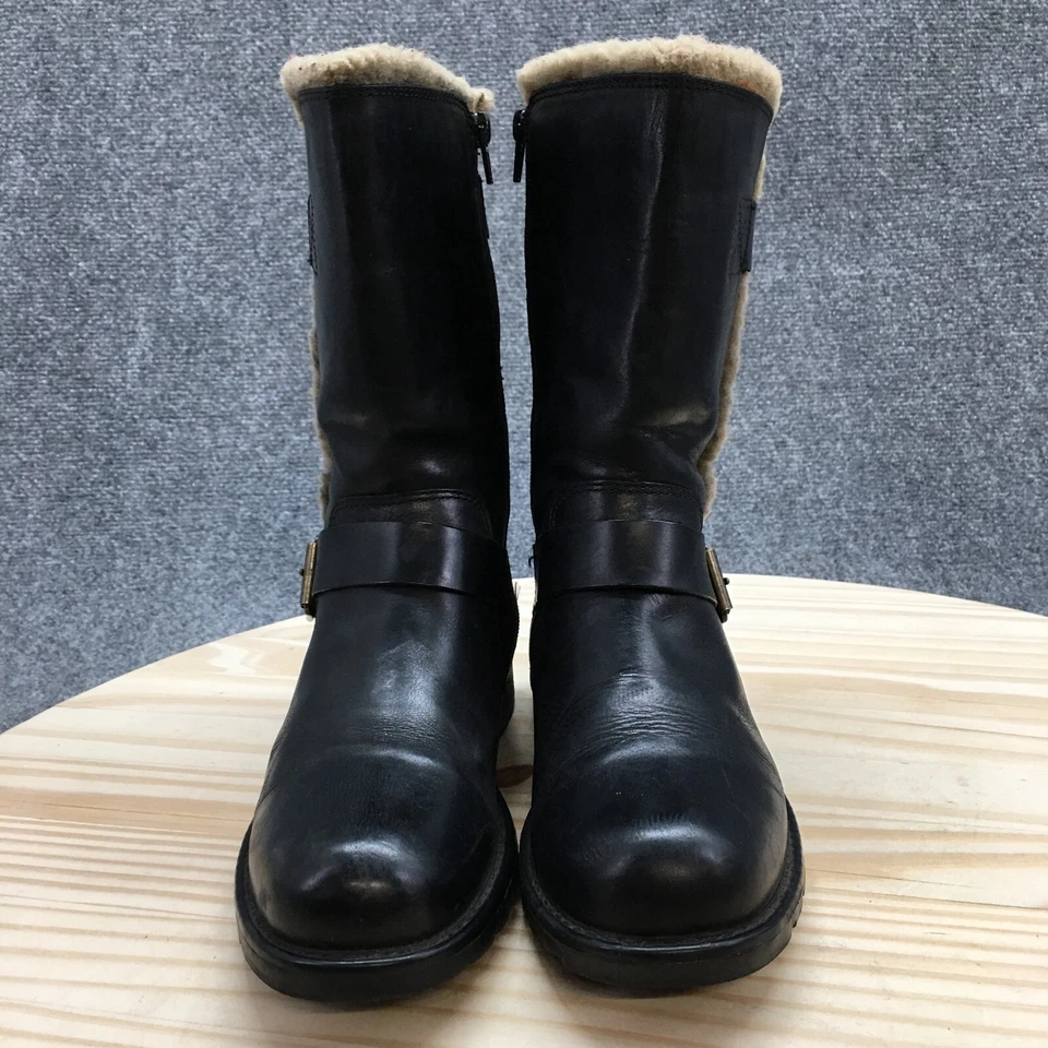 Clarks Boots Womens 7 M Orinoco Art Winter Black Leather Mid Calf Zip 26128454 - Image 3 of 4