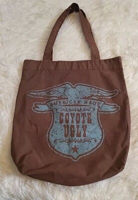 COYOTE UGLY Brown TOTE BAG Cotton Fabric Interior Pocket Coyote Ugly Bar 