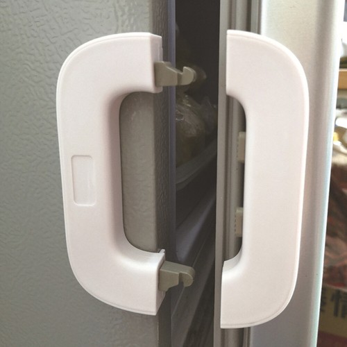 1 Set 2 Stück Mehrzweck Schranktür Kühlschrank Sicherheitsschlösser (weiß grau) - Bild 4 von 12