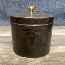 Vintage Brass Covered Stash Box Canister Tea Caddy w Lid
