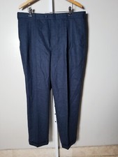 NWT Vintage Geoffrey Beane wool flannel TROUSERS Blue Charcoal Pants W38 x 30L