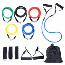 11 PCS 42" Long Resistance Exercise Band Set Fitness Strap for Home Yoga Pilates