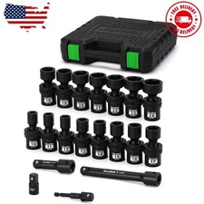 19 Pcs 12 Drive Shallow Universal Impact Socket Set Swivel Socket Set Metric