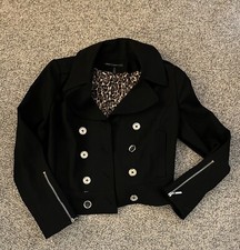 White House Black Market Womens Black Cropped Blazer Coat Jacket Career Sz M