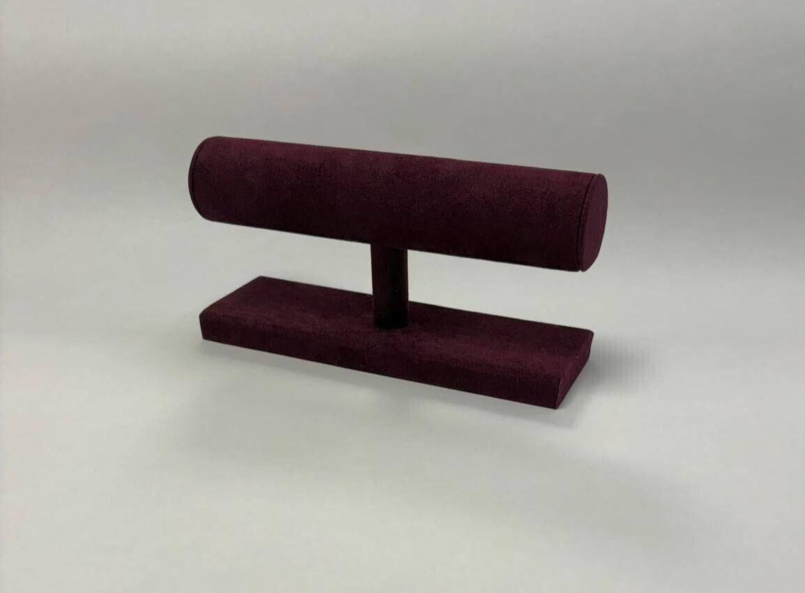 Single Tier Bangle Bracelet Stand Jewellery Display (Burgundy Suedette) Handmade