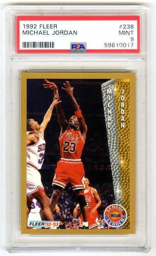 MICHAEL JORDAN~CHICAGO BULLS~1992 FLEER PSA-9 MINT GRADED NBA CARD #238~NEW CASE