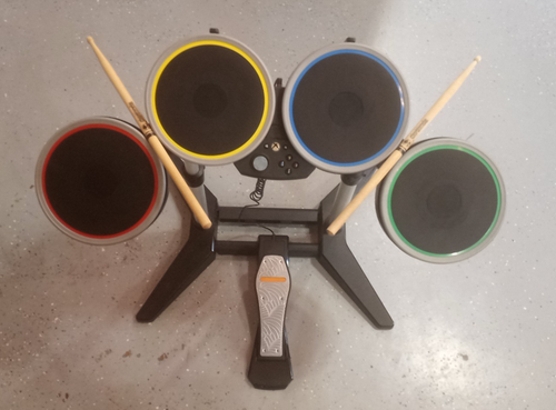 Rock Band 4 Wireless Drum for Xbox One 91162 w/ Pedal and Drumsticks Untested