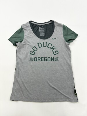 Oregon Ducks Shirt Womens Medium Gray Short Sleeve Slim Fit Nike