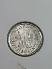 Australian 1943d THREEPENCE CH UNC 