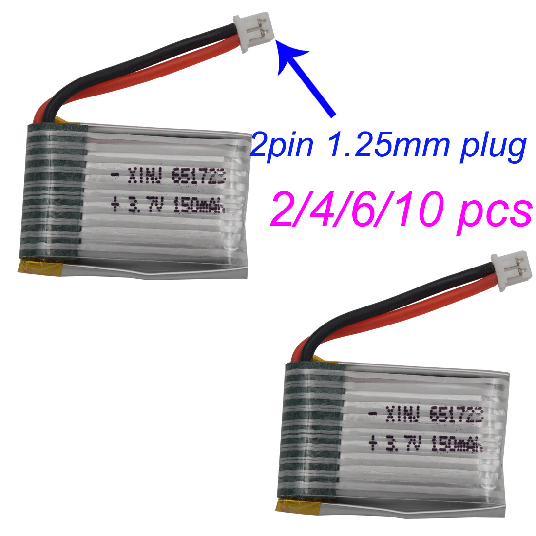 Used 3.7V 150 MAh Lipo Polymer Li Battery 651723 25C For JJRC H36 Eachine E010 Drone - UBB.threads - Foto 8