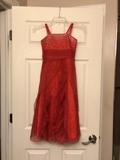 Girls Formal Red Long Dress Size 6