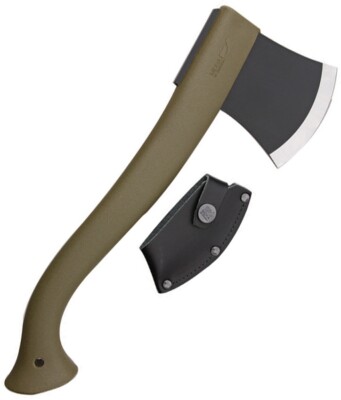 Morakniv Outdoor 2000 Camping-Axt mit olivegrünem Griff und Lederschutz