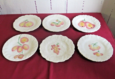 6 Dessertteller Aus Barbotine Von Sarreguemines Mit Obstdekor 6 Verschiedene