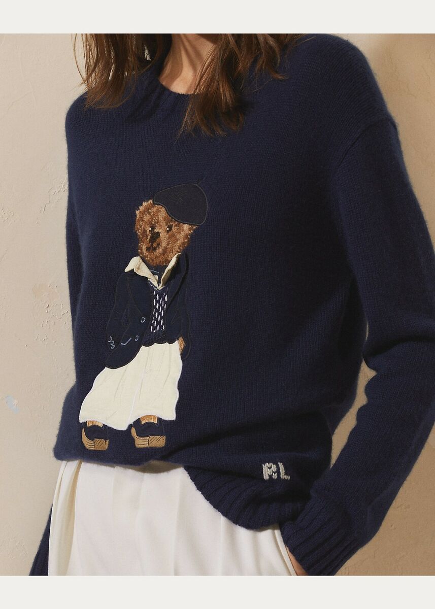 Ralph Lauren Purple Label Collection Womens Deauville Polo Bear Cashmere  Sweater