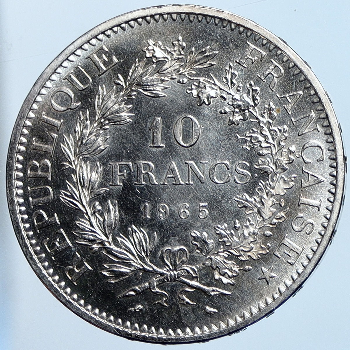 1965 FRANCE HERCULES Liberte Motto VINTAGE Silver 10 FRANCS French