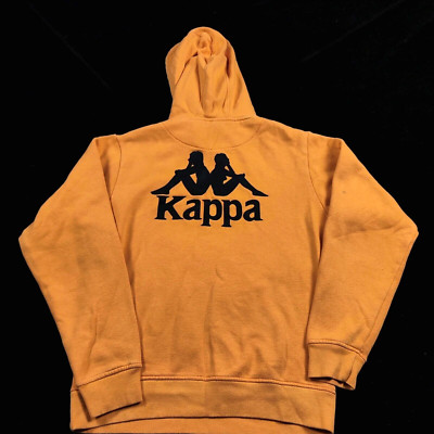 Kappa Hoodie Mens Small Orange Classic Logo Spellout Unisex Graphic Print Casual