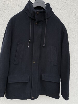 VINTAGE GANT USA Herren 100% Wolle Norfolk Parka Navy Blau Large Warm Outdoor Mantel