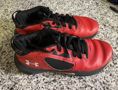 Under Armour Lockdown 6 Basketball Shoes Red Black Lace Up Men 9.5 /W 11