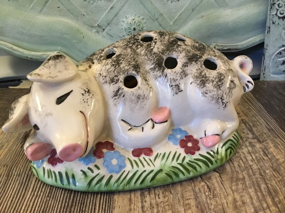 pig pencil holder From 1956 Pig Farmhouse Sleeping Pig Desk Pencil