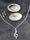 Music Theme Pewter Pin, Stud Earrings, Necklace & Pin Set in Pewter Box — photo 3