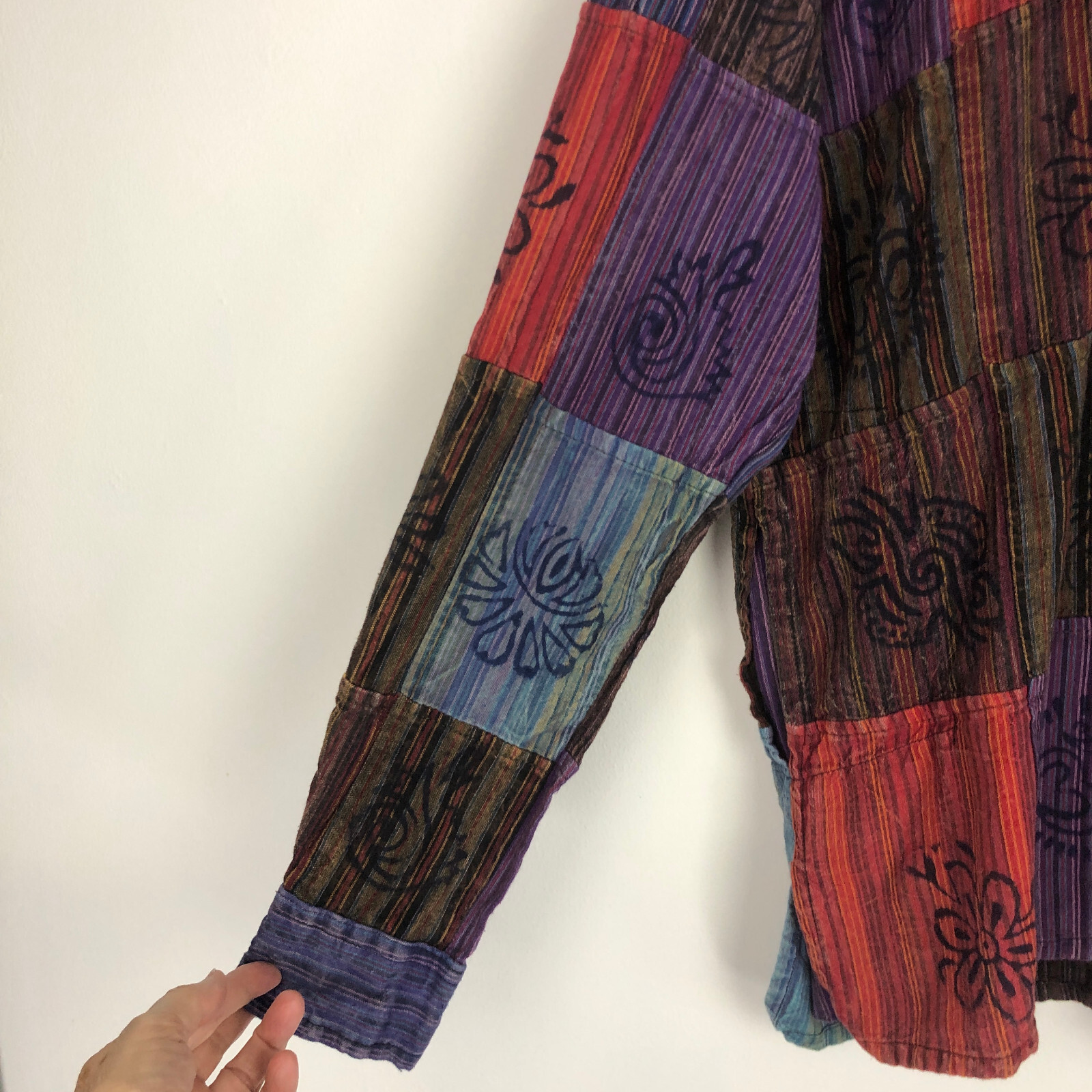 Nepal Patchwork Multicolor Chambray Long Sleeve S… - image 6