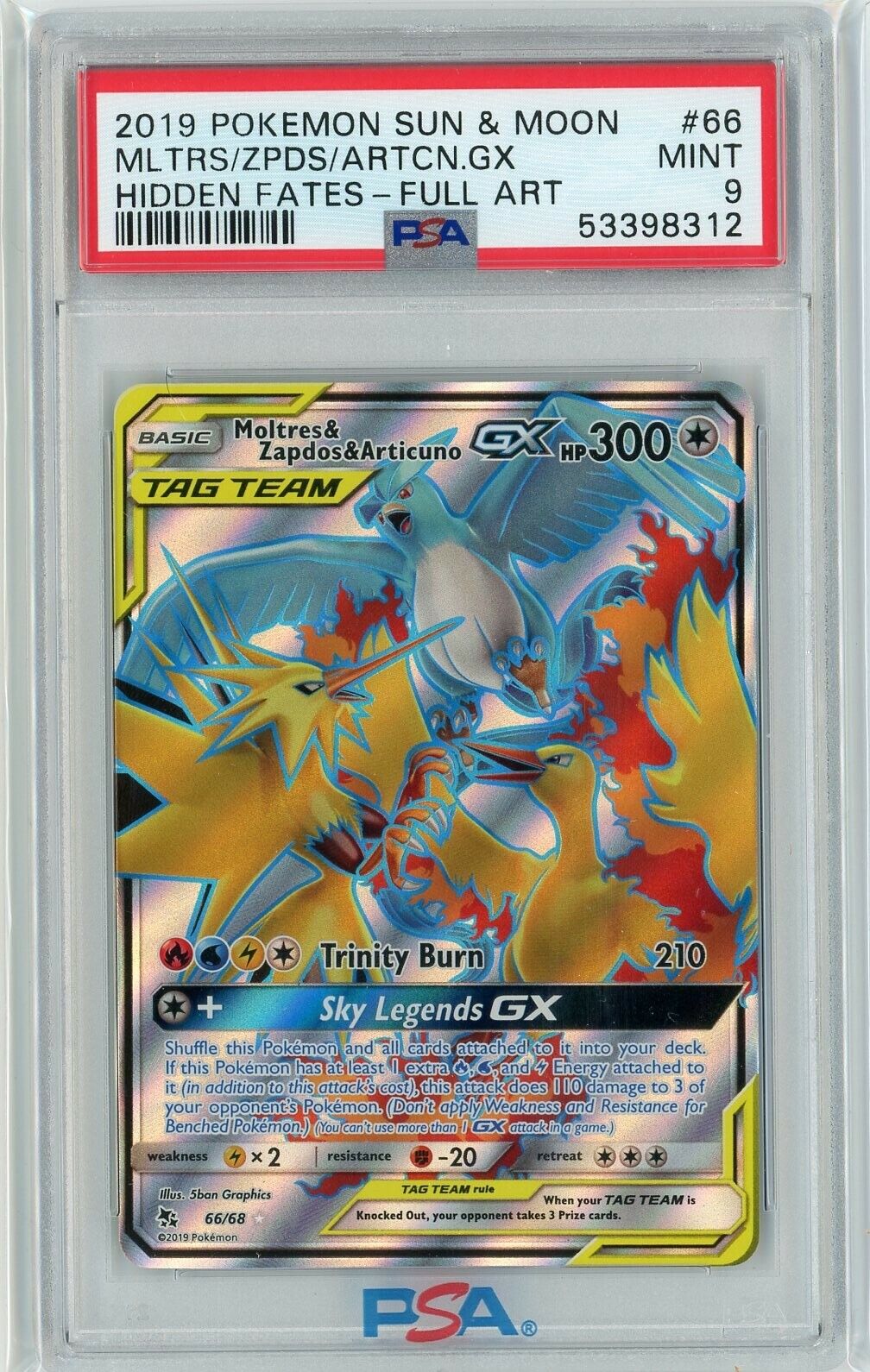 Moltres & Zapdos & Articuno GX 66/68 Holo Rare Pokemon Card Near Mint