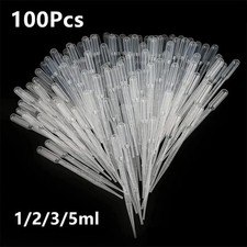 100pcs Disposable Plastic Pipettes 1ml/2ml/3ml/5ml Graduated Laboratory Droppers