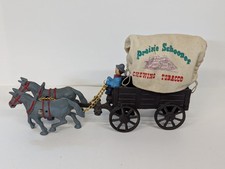 Vintage Prairie Schooner Chewing Tobacco Cast Iron Horse  Wagon Toy