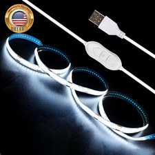 5V USB LED Strip Lights 3.28FT, 3Key COB LED Light Strip White, Short LED Strip