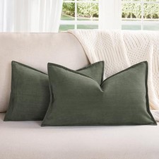 12x20 Pillow Covers Set of 2 Chenille Throw 20" x 12" Pack of 2 Army Green