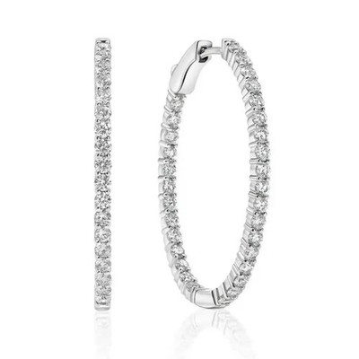 Runde Lab Grown Diamond Inside Out Oval Creolen 14K Weißgold 1,96Ctw