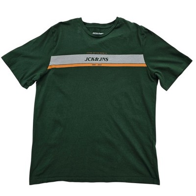 Jack & Jones Men's Dark Green Graphic Crew Neck T-Shirt Size L