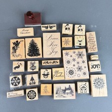 Craft Smart Michaels Christmas Rubber Stamps 26 Lot Holiday Snowflakes Trees Toy