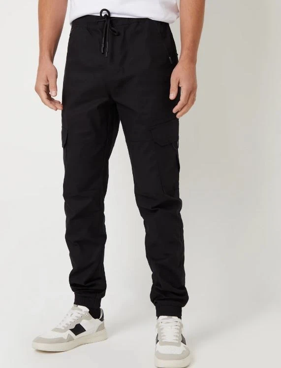 Threadbare Drawcord Cargo Trousrs en Noir 2XL (fm242-7)