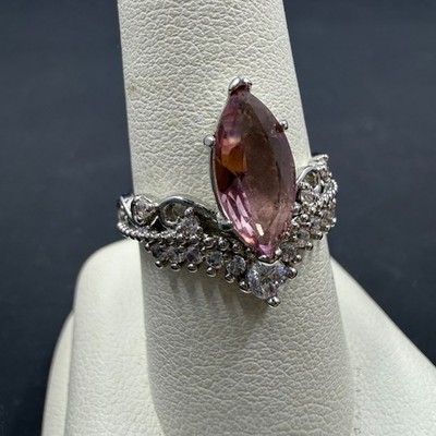Bomb Party It's Just Us Size 7 Ring Light Rhodolite CZ RBP5625 Rhodium Plated