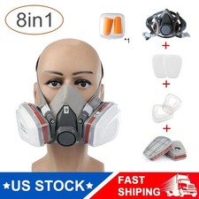 8 in 1 Half Face Gas Mask Facepiece For Spraying Painting 6200 Respirator Safety