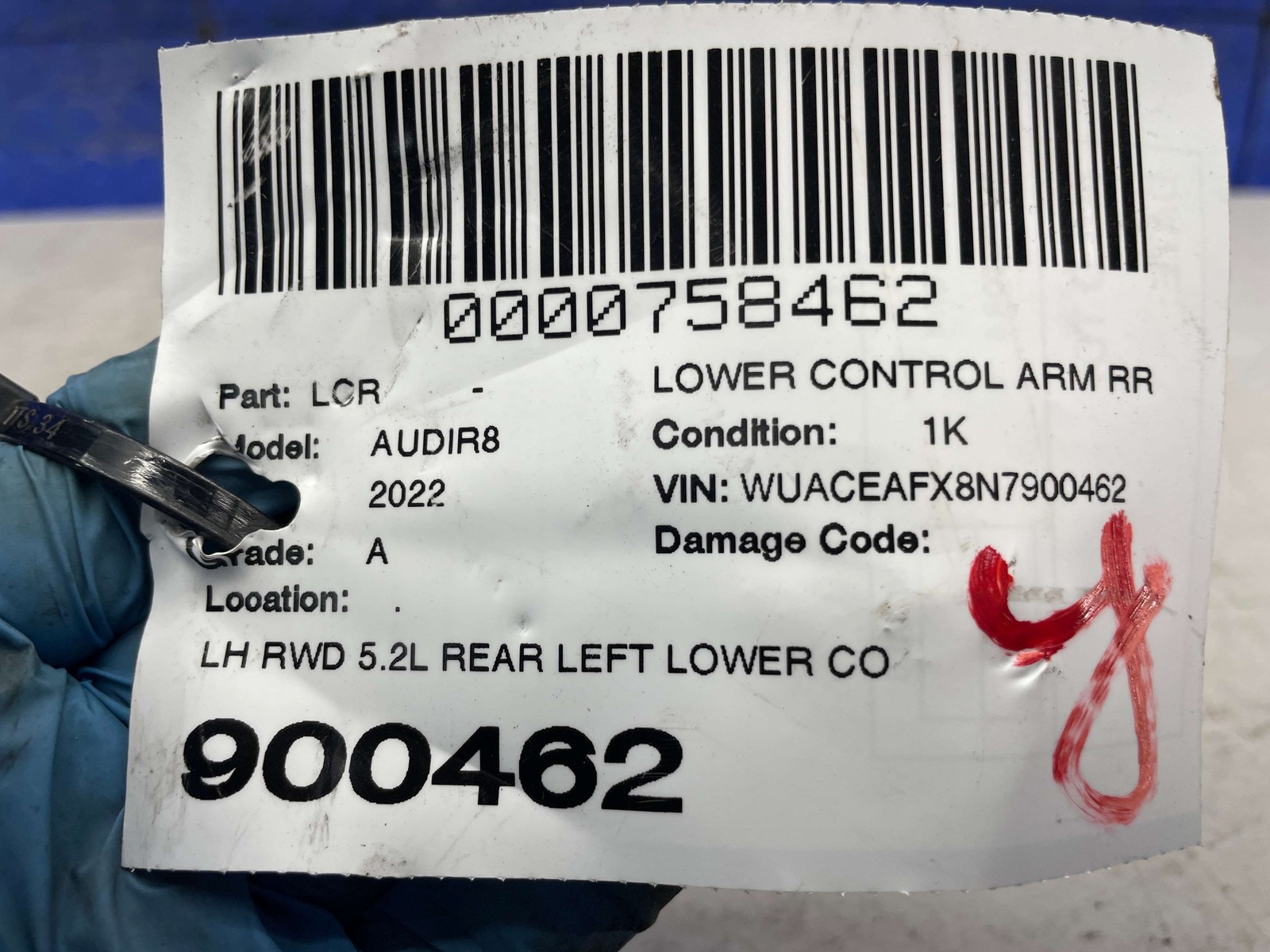 2017-2023 AUDI R8 V10 4S RWD 5.2L REAR LEFT LOWER CONTROL ARM 4S0505375