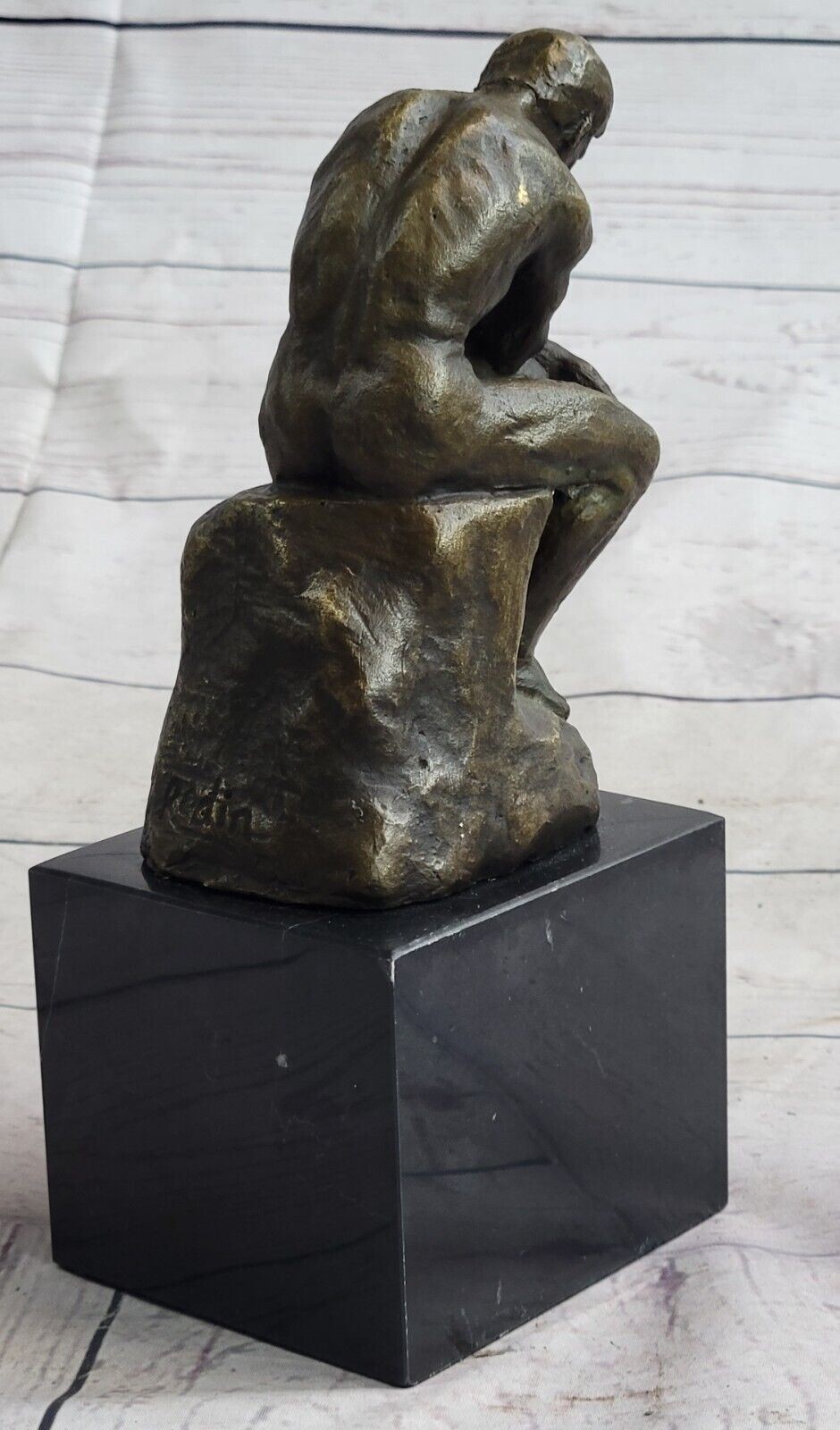 Rodin`s The Thinker Brown Bronze Great Patina Sculpture Home Decor Figurine Sale - Image 5