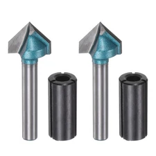 2set V-Groove Router Bit 0.6" Dia 6mm Shank 90 Degree with Conversion, Cyan