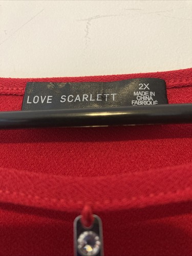 Love Scarlett Womens Top 3/4 Sleeve Red Size 2X - Picture 3 of 5