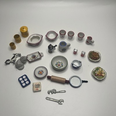 Dollhouse Miniatures Kitchen Lot Some Reutter Germany Coke Porcelain Food